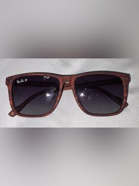 Ray-Ban Wood-Grain Frame Sunglasses - Brown
